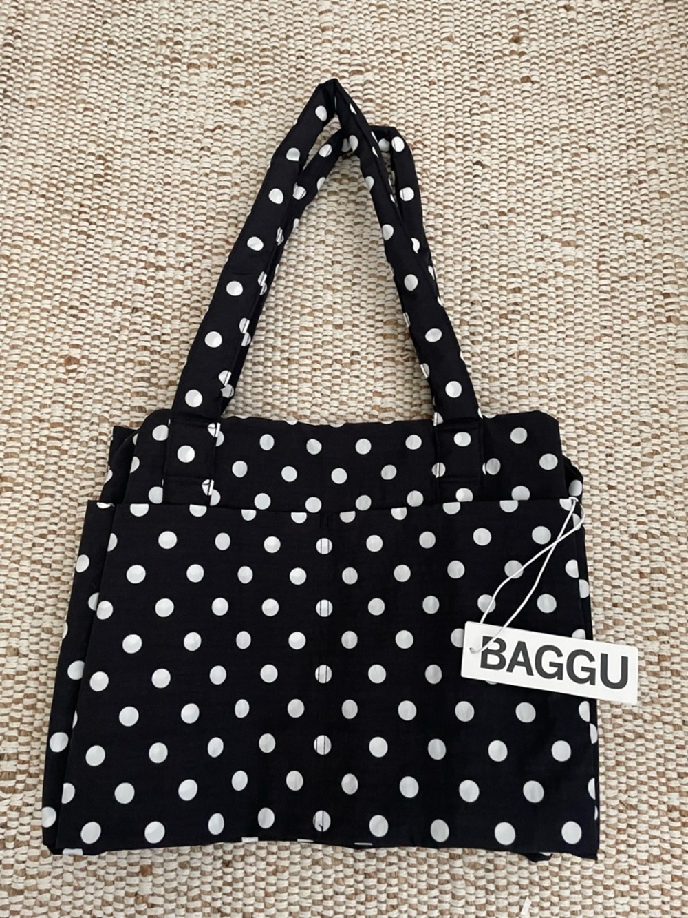 BAGGU Small Cloud Carry-On Bag Black Polka Dot